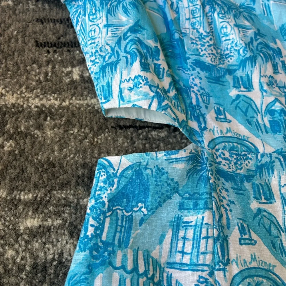 LILY PULITZER Kylanne Amalfi Blue Sunny State Of Mind Mini Dress With Cut Outs - Picture 13 of 15
